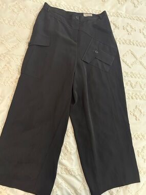 Ivan Grundahl microfiber cropped Wide Leg Cargo Pants in Black 42-XL